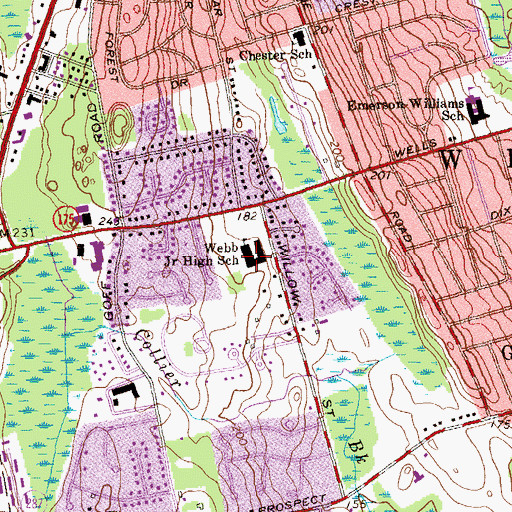 Topographic Map of Webb Junior High School, CT