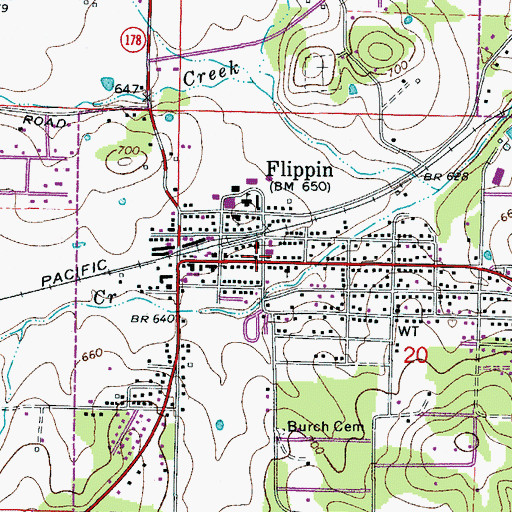 Topographic Map of Flippin Police Department, AR