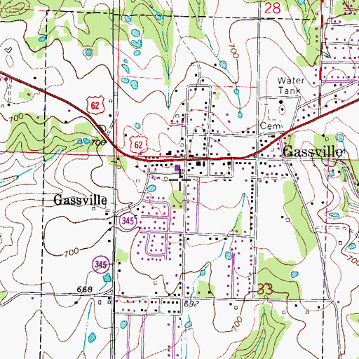 Topographic Map of Gassville Police Department, AR