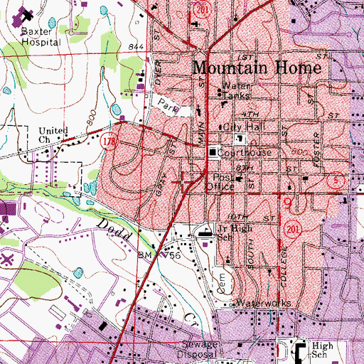 Topographic Map of Baxter County Sheriff's Office, AR