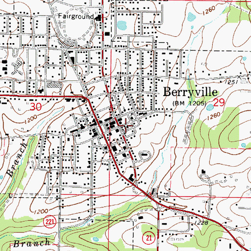 Topographic Map of Berryville Police Department, AR