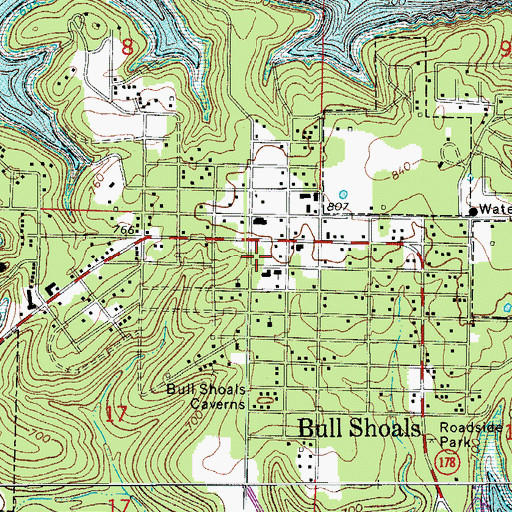Topographic Map of Bull Shoals Police Department, AR