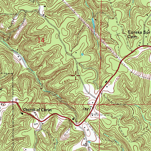 Topographic Map of Eureka Springs Police Department, AR
