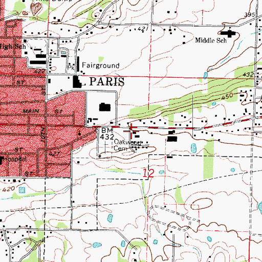 Topographic Map of Paris Police Department, AR