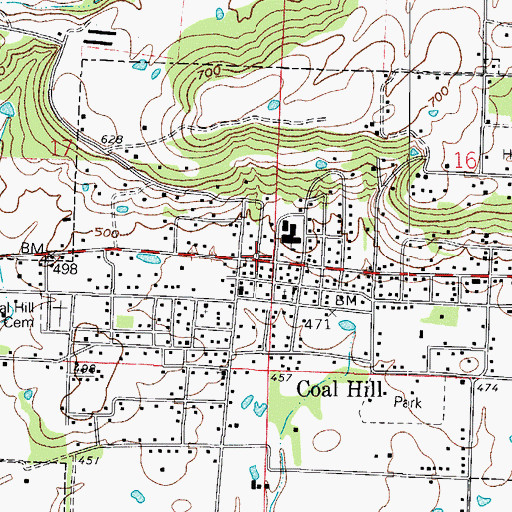 Topographic Map of Coal Hill Police Department, AR