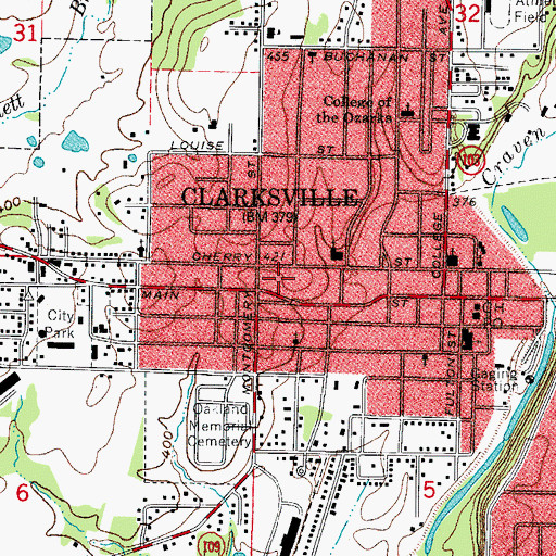 Topographic Map of Clarksville Police Department, AR