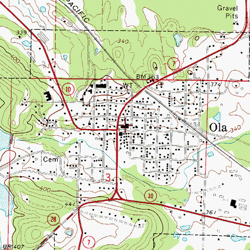 Topographic Map of Ola Police Department, AR
