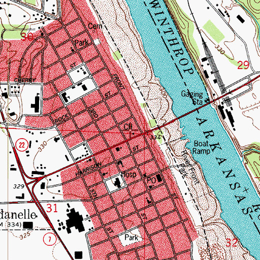 Topographic Map of Yell County Sheriff Dardanell Office, AR