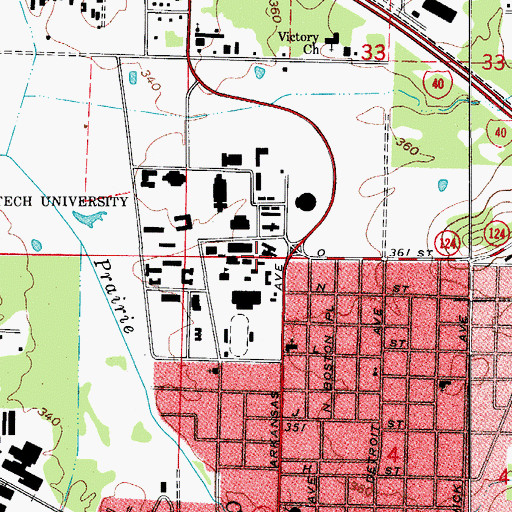 Topographic Map of Arkansas Technical University Department of Public Safety, AR