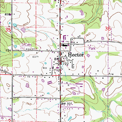 Topographic Map of Hector Police Department, AR