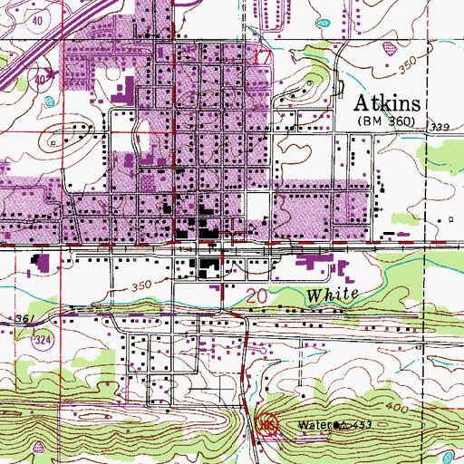 Topographic Map of Atkins Police Department, AR