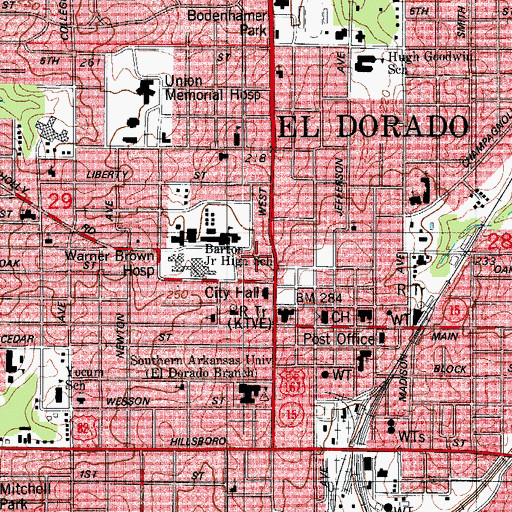 Topographic Map of El Dorado Police Department, AR