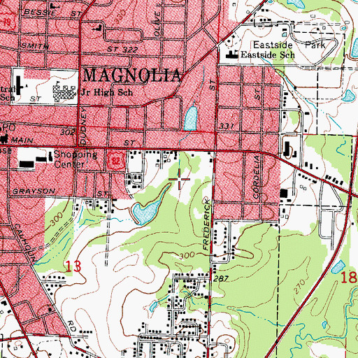 Topographic Map of Magnolia Housing Authority, AR