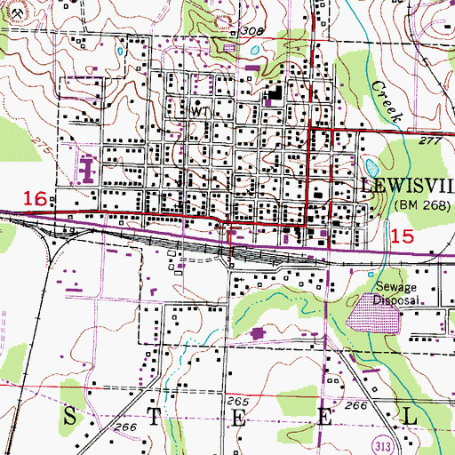 Topographic Map of Lewisville Police Department, AR