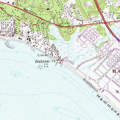 Topographic Map of Webster Point, CT