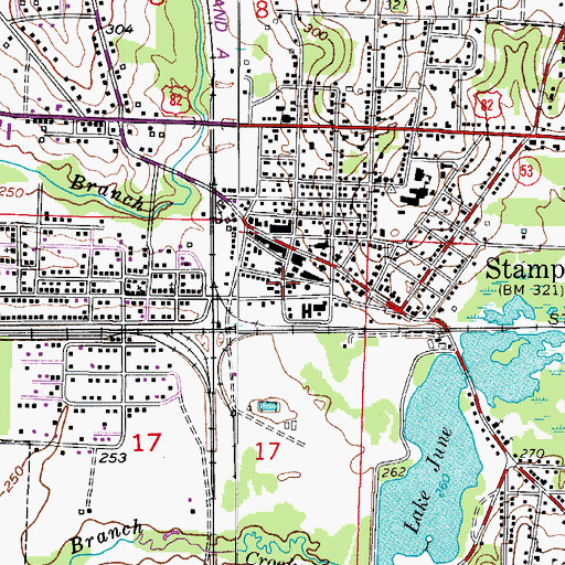 Topographic Map of Stamps Police Department, AR
