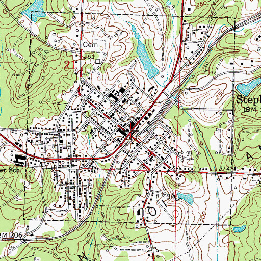 Topographic Map of Stephens Police Department, AR