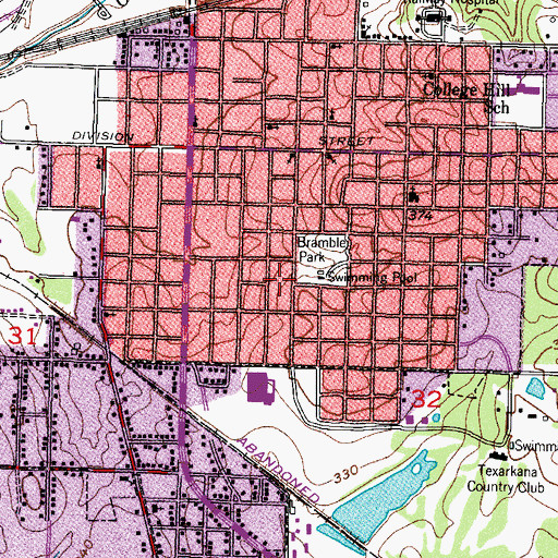 Topographic Map of Texarkana Housing Authority, AR