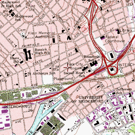 Topographic Map of Webster School, CT