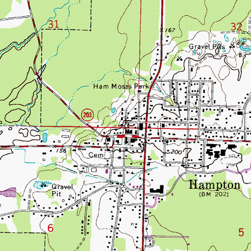 Topographic Map of Hampton Police Department, AR