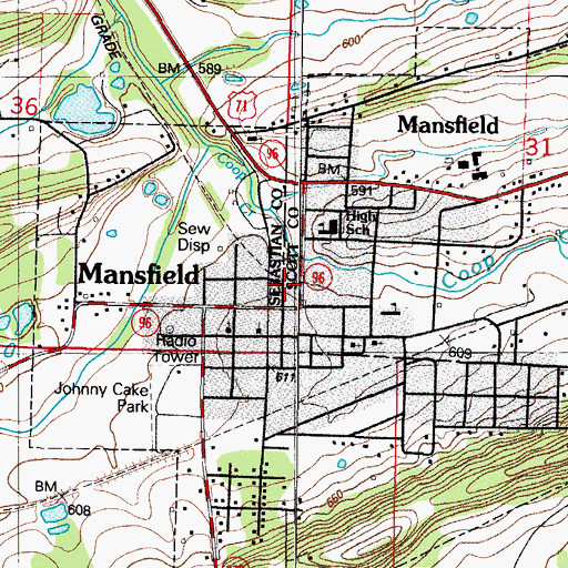 Topographic Map of Mansfield Police Department, AR
