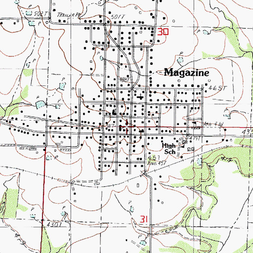 Topographic Map of Magazine Police Department, AR