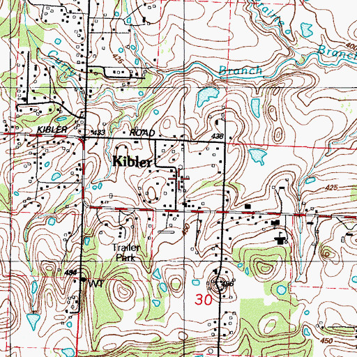 Topographic Map of Kibler Police Department, AR
