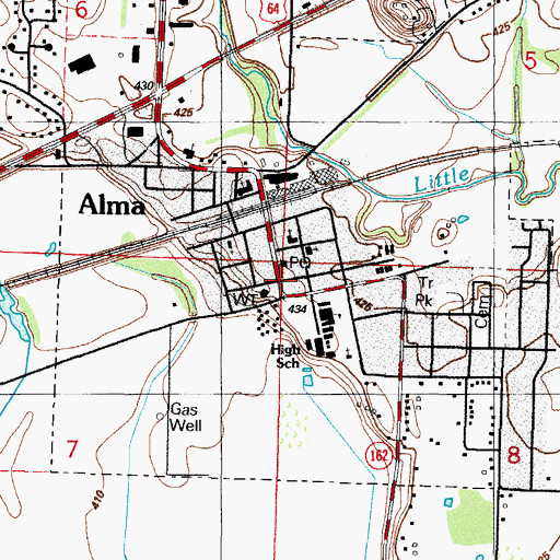 Topographic Map of Alma Police Department, AR