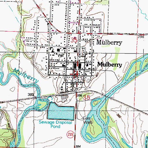 Topographic Map of Mulberry Police Department, AR