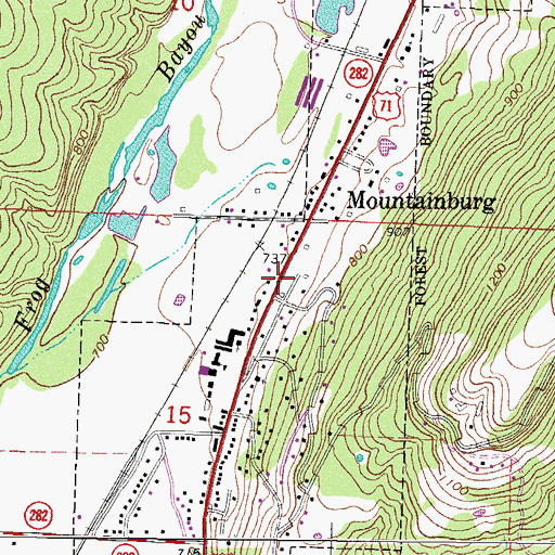 Topographic Map of Mountainburg Police Department, AR