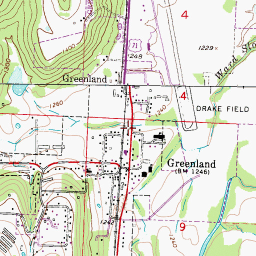 Topographic Map of Greenland Police Department, AR