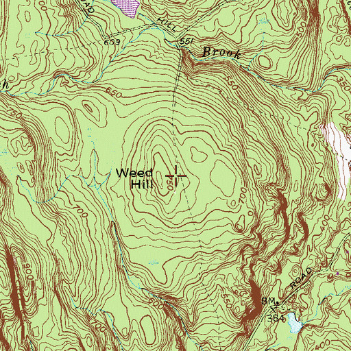 Topographic Map of Weed Hill, CT