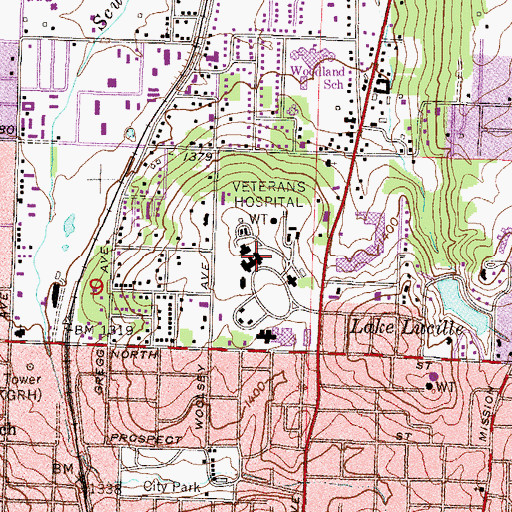Topographic Map of Veterans Administration Medical Center Security, AR