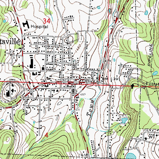 Topographic Map of Huntsville Police Department, AR
