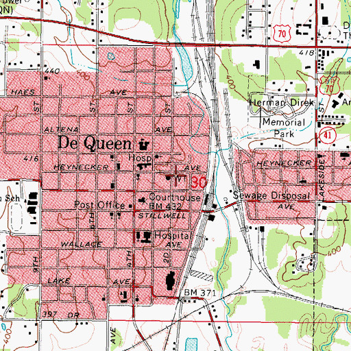 Topographic Map of De Queen Police Department, AR