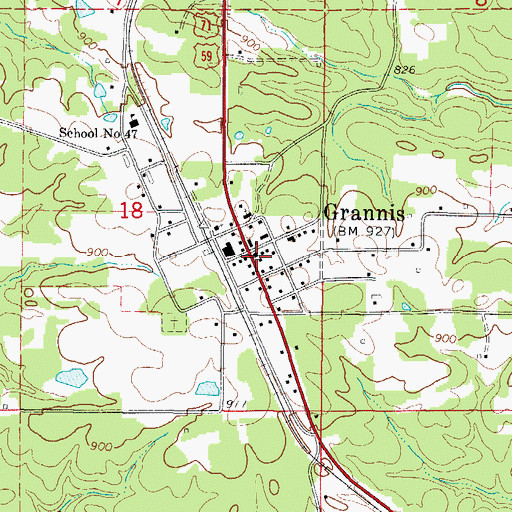 Topographic Map of Grannis Police Department, AR