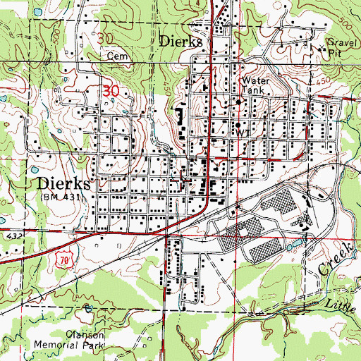 Topographic Map of Dierks Police Department, AR