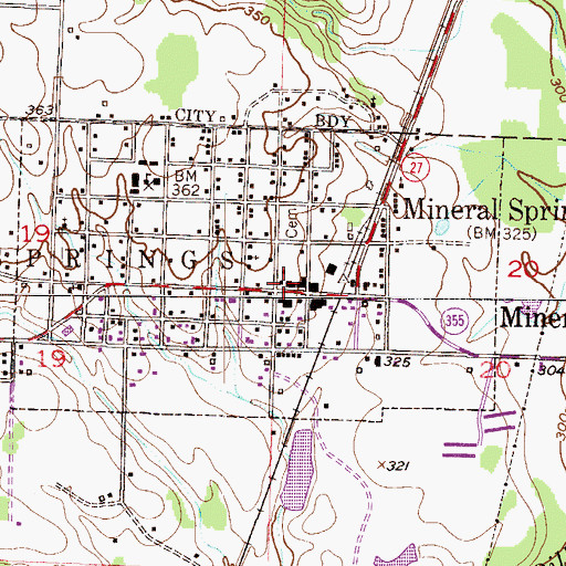 Topographic Map of Mineral Springs Police Department, AR
