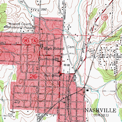 Topographic Map of Nashville Police Department, AR