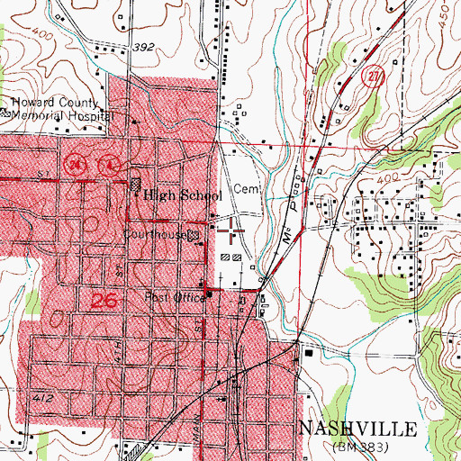 Topographic Map of Howard County Sheriff's Office, AR