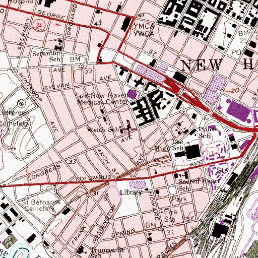 Topographic Map of Welch School, CT