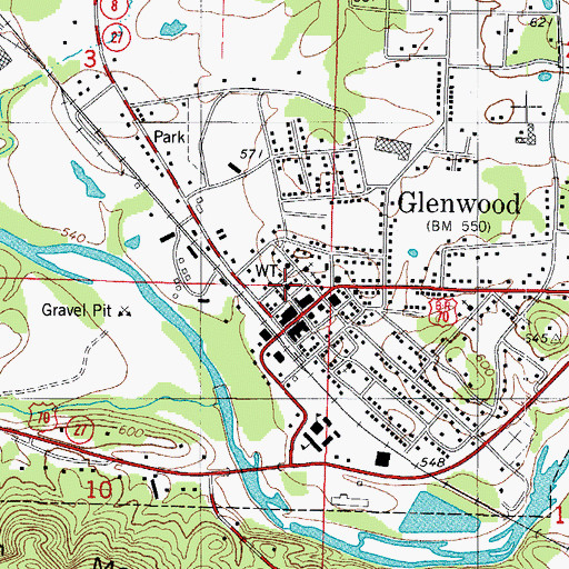 Topographic Map of Glenwood Police Department, AR