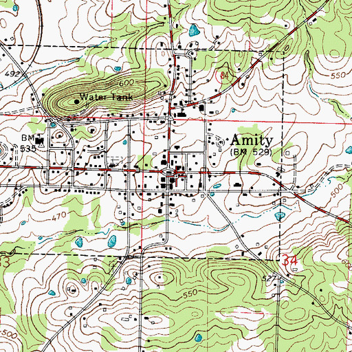 Topographic Map of Amity Police Department, AR