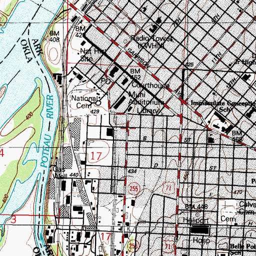 Topographic Map of Sebastian County Sheriff's Office, AR