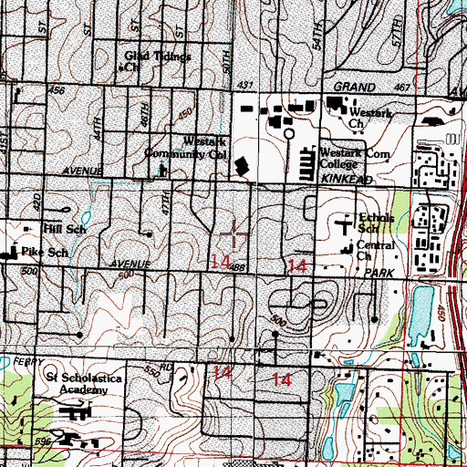 Topographic Map of University of Arkansas Fort Smith Police Department, AR