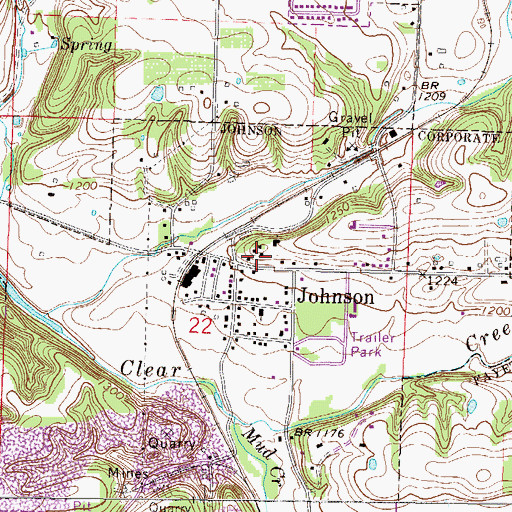 Topographic Map of Johnson Police Department, AR