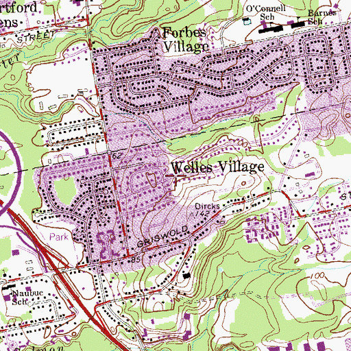 Topographic Map of Welles Village, CT