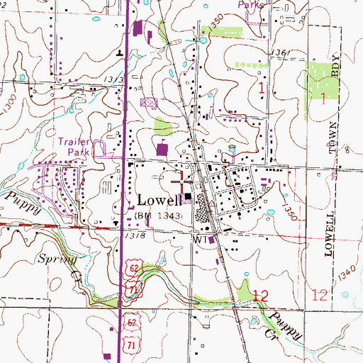 Topographic Map of Lowell Police Department, AR