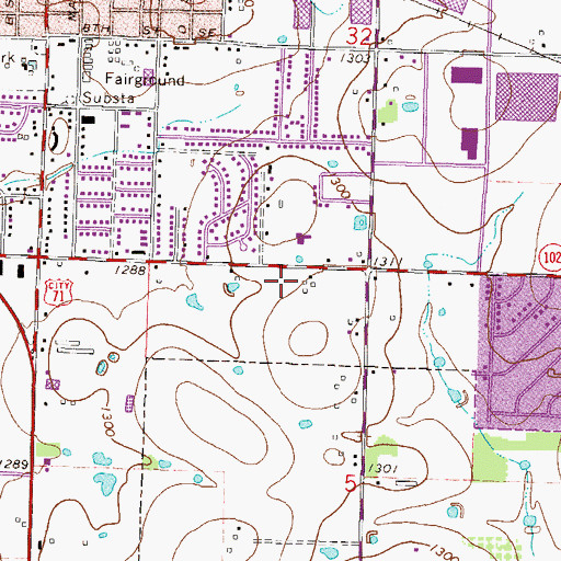 Topographic Map of Bentonville Police Department, AR