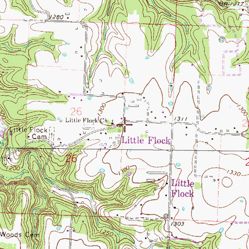 Topographic Map of Little Flock Police Department, AR